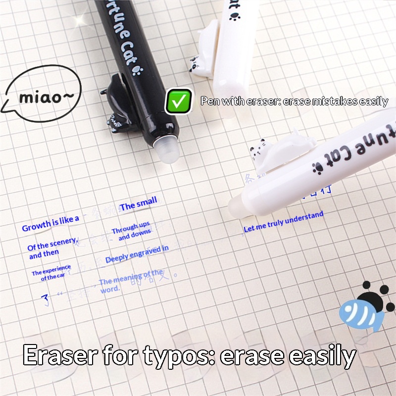 4-Pack Cute Cat Erasable Gel P - огляд і ціна Retractable Eraser Pen Click