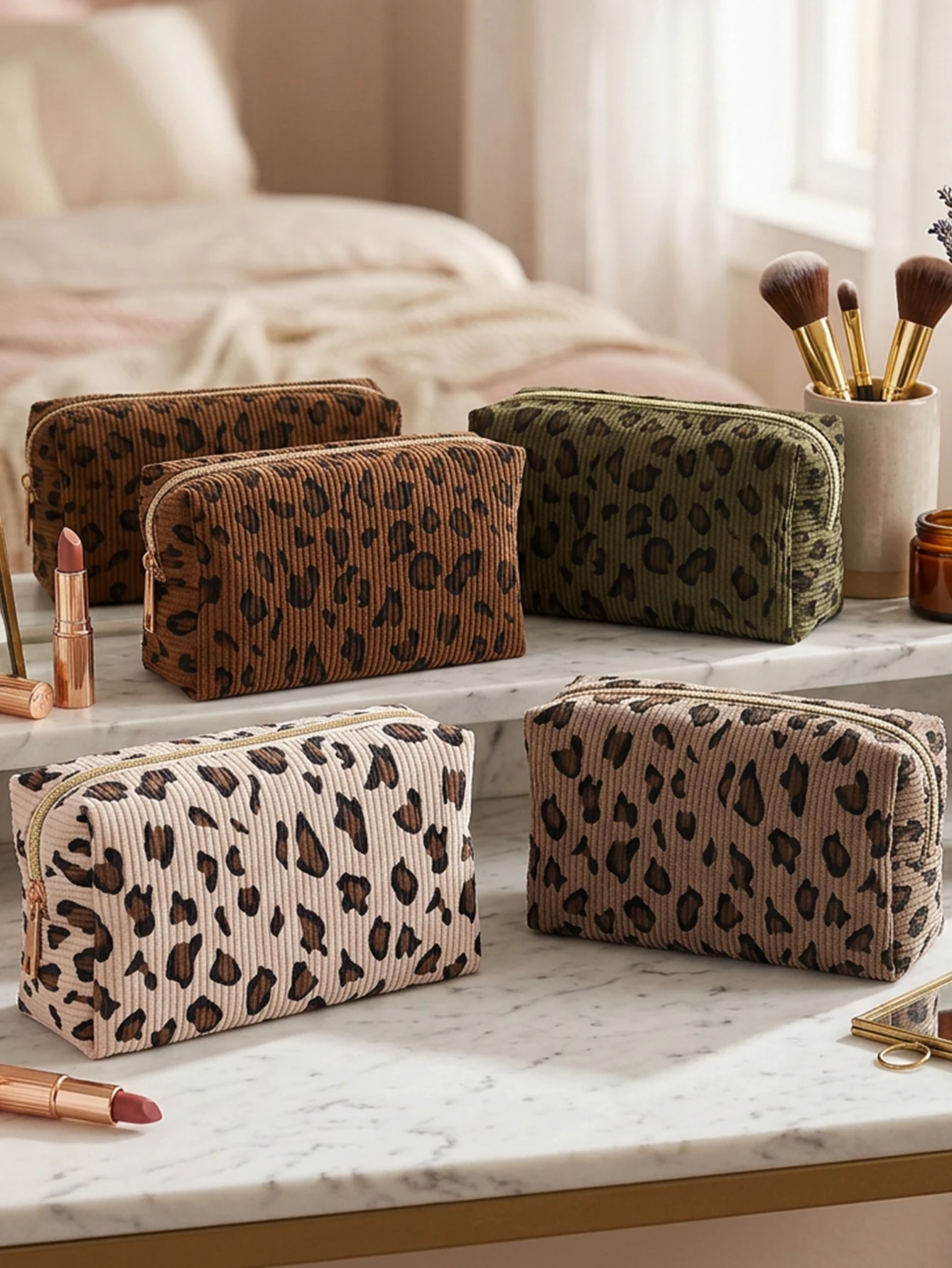 Large Leopard Print Corduroy P - огляд і ціна Aesthetic Large Pencil Case Pouch