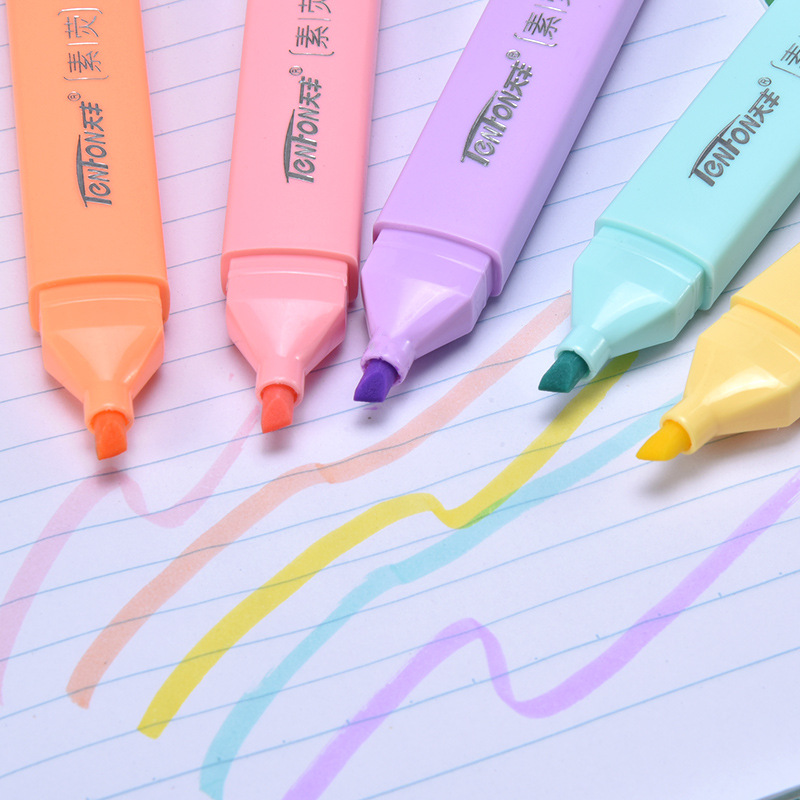 6 Pcs/set Flat Shape Pale Colo - огляд і ціна Pastel Highlighter Set Double Ended